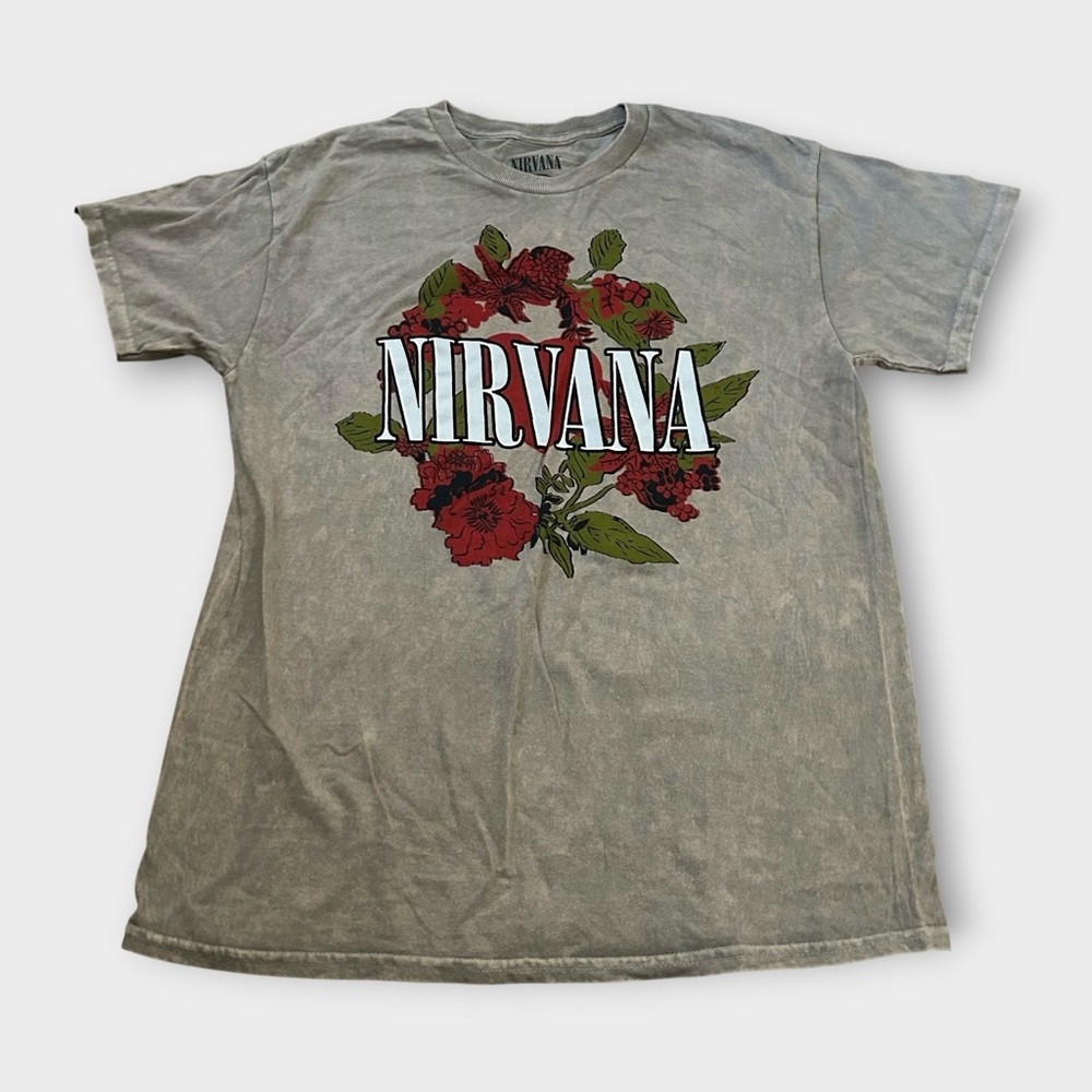 Nirvana Grunge Band Graphic Tee Mineral Washed Women’s Size M NWOT Y2K